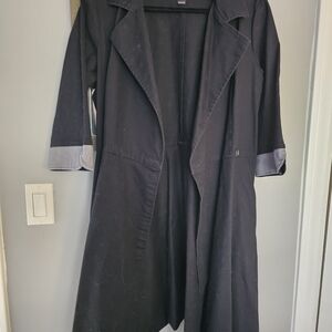 Betabrand Dark Trench Coat with Light Cuffs